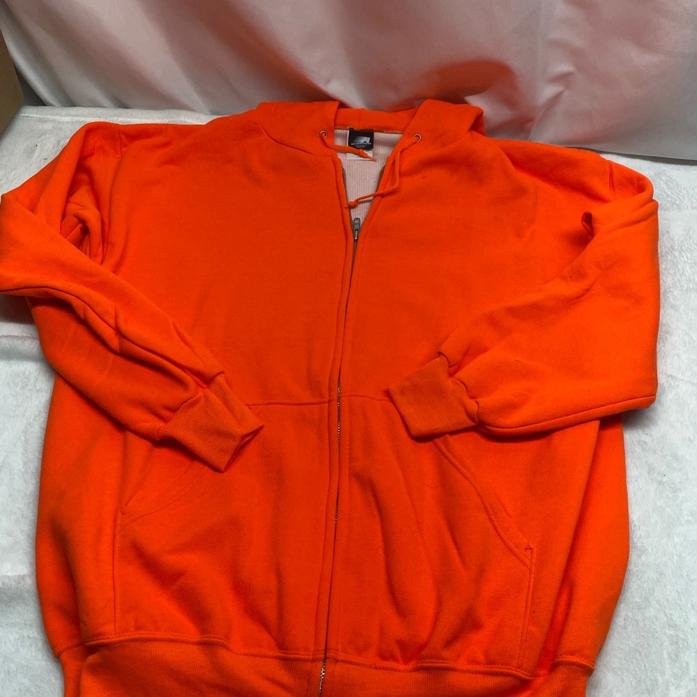 Vintage Men’s Thermal Zip Up Sweatshirt Blazer Orange Size Xl